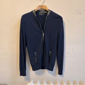 Viscose Sweater with Faux Leather Detail